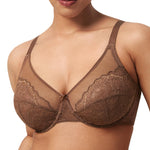 HSIA Minimizer Bras for Women Enchante Full Coverage Underwire Bras Plus Size Lifting Floral Lace Bra for Heavy Breast Coffee Brown