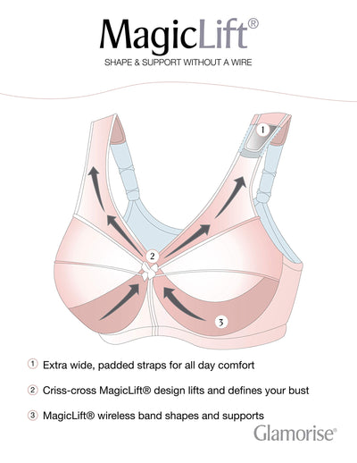 Glamorise Magic Lift Wire-Free Minimizer Bra, 36G, Pale Pink