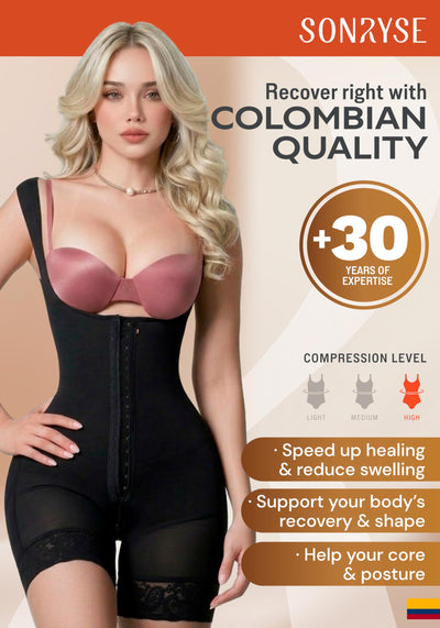 Sonryse Shapewear for women Fajas Colombianas Moldeadoras | Stage 2 Faja Tummy Control Shapewear after Tummy Tuck and Liposuction Black Large