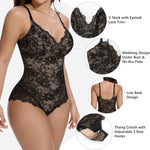 SHAPERIN Women's Lace Shapewear Bodysuit Tummy Control V Neck Backless Body Shaper Cami Tops Thong Body Suits