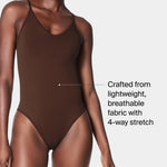 SPANXsculpt Power Series Thong Bodysuit - Soft, Seamless Shapewear for Women - Adjustable Straps - With Snap Closure - Chestnut Brown - Small