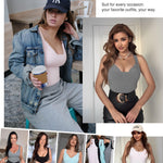 Popilush Body Suits for Womens Modal Shapewear Bodysuit Tummy Control Lace Layered Bra Going Out Tops Black