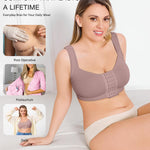BRABIC Front Closure Post Surgery Compression Bras for Women Mastectomy Bra with Adjustable Straps Wirefree Purple Brown