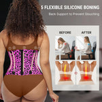 FeelinGirl Workout Waist Trainer Underbust Girdle Corsets Cincher Hourglass Corset Body Shaper for Women Rose Leopard L