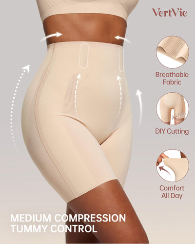 Vertvie Tummy Control Shapewear Shorts for Women Butt Lifting Body Shaper Shorts High Waisted Seamless Girdles Under Dress(Nude,Medium)
