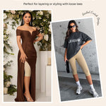 Irisnaya High-Waisted Tummy Control Shapewear Capri for Women, Compression Leggings with Butt Lifter Faja Body Shaper Beige