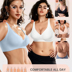 OEAK Womens Deep V Bras Wireless Comfortable Bra Supportive No Underwire Bras Tshirt Push Up Bralettes Plunge Seamless Bra Sky Blue M