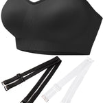 PRETTYWELL Strapless Bra for Women Comfort Non-Slip Seamless Padded Bandeau Bras Wireless Tube Top Bra with Multi-Way Straps Black