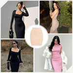 ONEW Shapewear Slips For Under Dress Half Slip Dress Tummy Control Seamless Slip Skirt Body Shaper For Women,Beige,Large