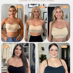 LetsJoli Push Up Strapless Bras for Women Supportive Bandeau Bra Non Slip Wireless No Underwire Padded Tube Bra(Nude,M)