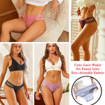 FINETOO Seamless Underwear for Women Cheeky Bikini Panties High Cut V-waist Lace Underwear Women Cute Bikinis 6 Pack