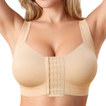 BRABIC Front Closure Post Surgery Compression Bras for Women Mastectomy Bra with Adjustable Straps Wirefree Beige