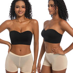 PRETTYWELL Strapless Bra for Women Comfort Non-Slip Seamless Padded Bandeau Bras Wireless Tube Top Bra with Multi-Way Straps Black