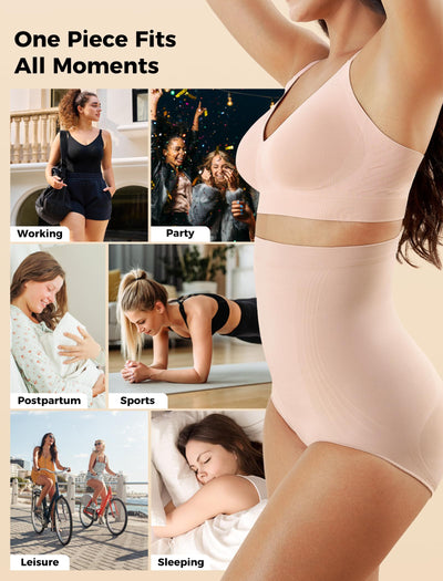 Momcozy Tummy Control Shapewear Panties, High-Waist Body Shaper, Seamless Shaping Underwear for Postpartum & Daily Dress Nude