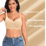 Seamless Jelly T Shirt Bras for Women No Underwire Comfort Wireless Padded Bralettes Soft Support Bras(#01 Beige(Padded)-Spaghetti Strap,Medium)