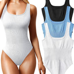 OQQ Women's 3 Piece Bodysuits Sexy Ribbed Sleeveless Square Neck Tank Tops Leotard 2025 Trendy Outfits
