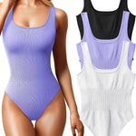 OQQ Women's 3 Piece Bodysuits Sexy Ribbed Sleeveless Square Neck Tank Tops Leotard 2025 Trendy Outfits