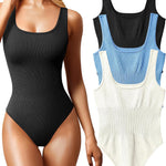 OQQ Women's 3 Piece Bodysuits Sexy Ribbed Sleeveless Square Neck Tank Tops Leotard 2025 Trendy Outfits