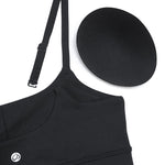 CRZ YOGA Butterluxe Adjustable Spaghetti Strap Sports Bras for Women - Scoop Neck Wireless Padded Yoga Workout Crop Top Black Small