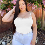 EUYZOU Women Shapewear Tummy Control Camisole Tops - Scoop Neck Sexy Compression Tank Tops Seamless Body Shaper, White L