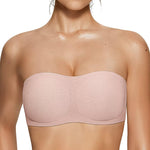 Vertvie Womens Strapless Bra Jelly Push Up Seamless Bandeau Bra Wireless Non Slip Silicone Tube Top Bras Padded Bralette(Airy Nude,Small)