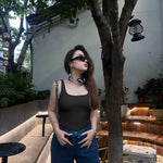 OQQ Women's 3 Piece Bodysuits Sexy Ribbed Sleeveless Square Neck Tank Tops Leotard 2025 Trendy Outfits Black Coral orange White