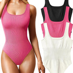 OQQ Women's 3 Piece Bodysuits Sexy Ribbed Sleeveless Square Neck Tank Tops Leotard 2025 Trendy Outfits