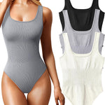 OQQ Women's 3 Piece Bodysuits Sexy Ribbed Sleeveless Square Neck Tank Tops Leotard 2025 Trendy Outfits