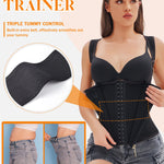 GainKee Waist Trainer Corset for Women Tummy Control Body Shaper Sport Workout Cincher Tank Top with Straps Black XS