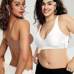 OEAK Womens Deep V Bras Wireless Comfortable Bra Supportive No Underwire Bras Tshirt Push Up Bralettes Plunge Seamless Bra White S
