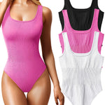OQQ Women's 3 Piece Bodysuits Sexy Ribbed Sleeveless Square Neck Tank Tops Leotard 2025 Trendy Outfits Black Rose White