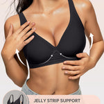 OEAK Womens Deep V Bras Comfortable Bra Support Push Up Bralettes Low Cut no Underwire Bra Plunge Seamless Tshirts Bras XX-Large Black