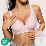 OEAK Womens Deep V Bras Comfortable Bras Support Push Up Bralettes Low Cut no Underwire Bras Plunge Seamless Tshirts Bras Pink 3XL