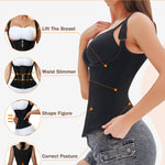 GainKee Waist Trainer Corset for Women Tummy Control Body Shaper Sport Workout Cincher Tank Top with Straps Black XS