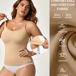 Women Shapewear Cami Tank Top Tummy Control Plus Size Compression Body Shaper Camisole with Light Support Seamless Workout Scoop Neck Spaghetti Strap Tanks Skin Large