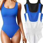 OQQ Women's 3 Piece Bodysuits Sexy Ribbed Sleeveless Square Neck Tank Tops Leotard 2025 Trendy Outfits